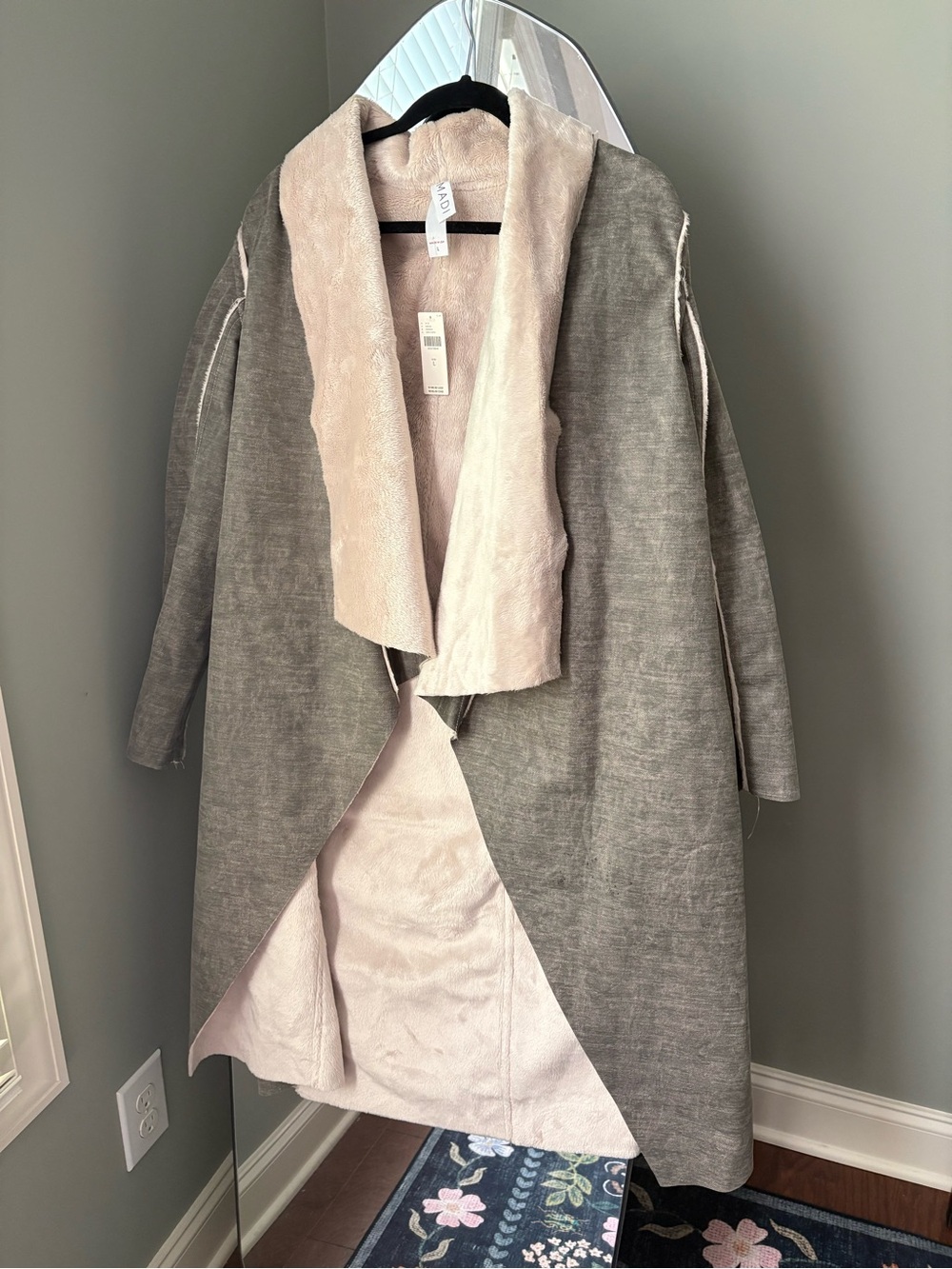 BNWT Anthropologie Amadi Camilla Gray Faux Sherpa Jacket - Picture 5 of 15